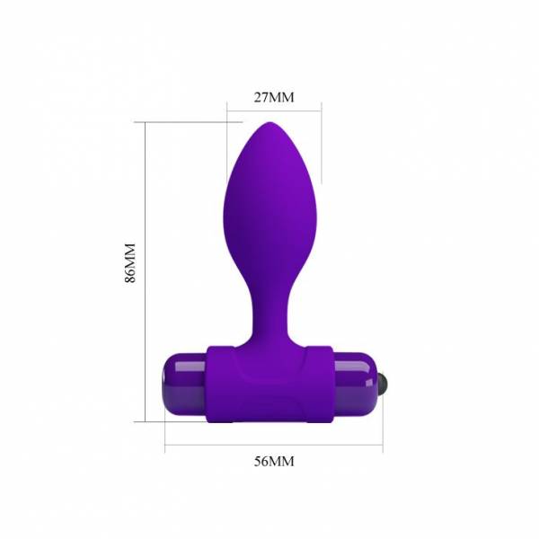 Фиолетовая анальная пробка с мощной вибрацией Vibra - 8,6 см.