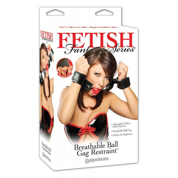 Кляп-наручники с красным шариком Breathable Ball Gag Restraint